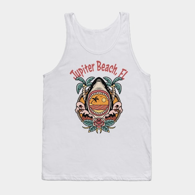 Jupiter Beach Florida East Coast Beaches Surfing Surf Boating Tank Top by Sassee Designs